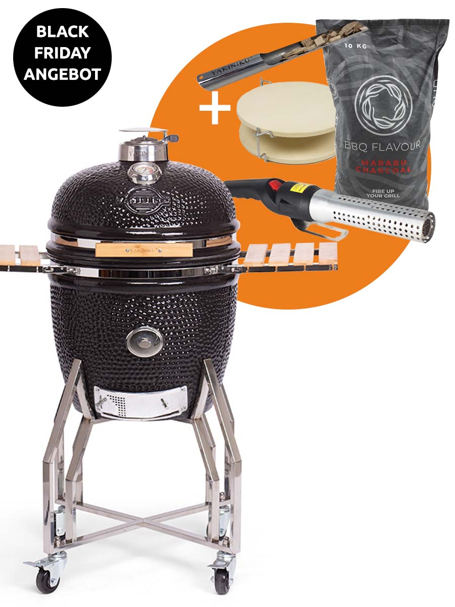 Yakiniku Keramik Grill Kamado L 19 Inkl. Pro-Set & Gestell – Vielseitig Für Grillen, Räuchern & Backen
