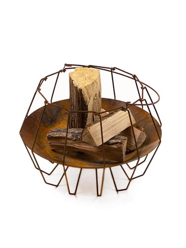 Mood&Fire Braseiro LOW 37cm alto Com lenha, enferrujado