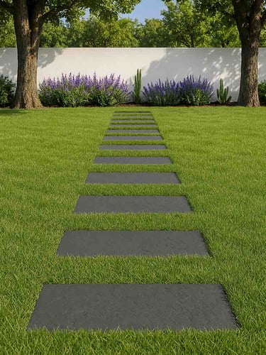 Caminho Ardósia Preto Antracite 75x28x4 cm instalado