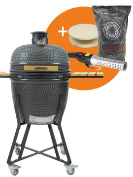 The Columbus Large Kamado Cinza Charcoal Completo incl. Kit de iniciação