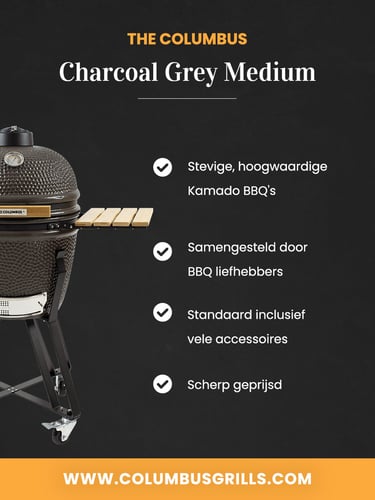 The Columbus Medium Charcoal Grey Compleet Kamado