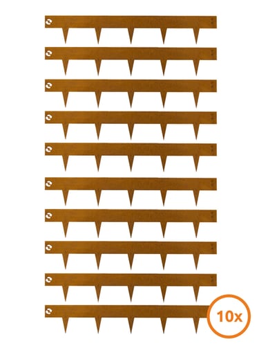 Bordadura Multi-Edge METAL Corten 100x17,5 cm, conjunto de 10 peças