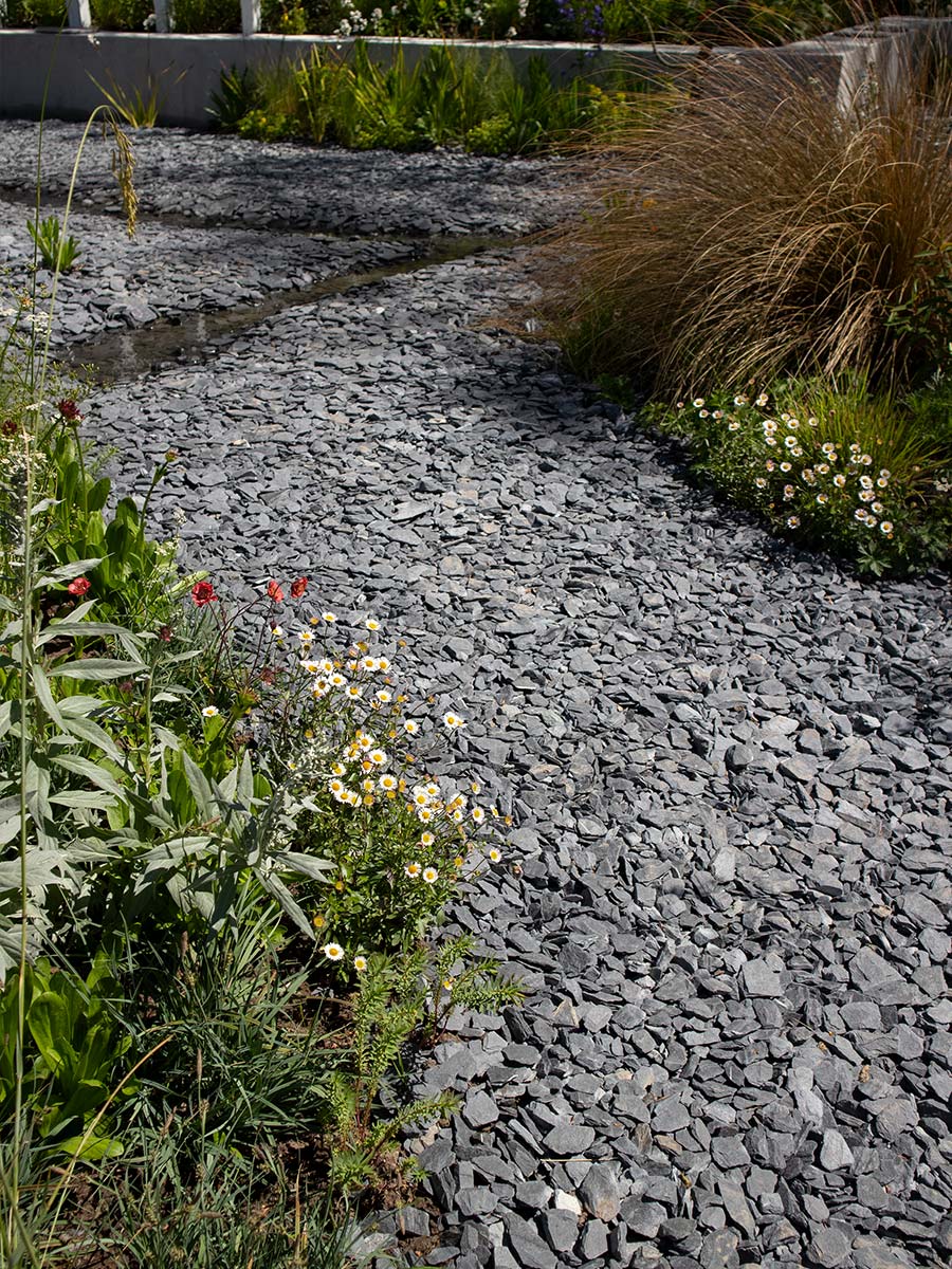Ardoise noire gravier jardin paysagé