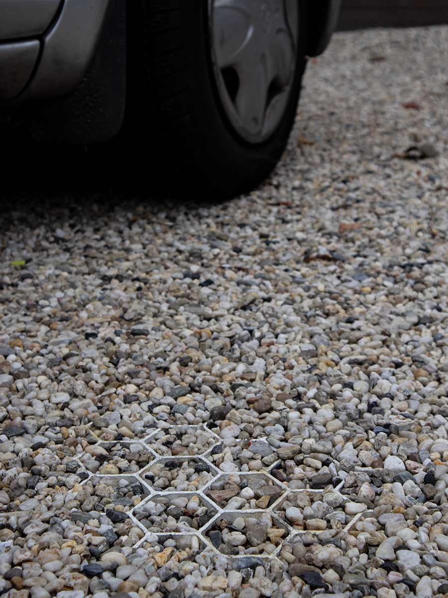 EuroGravel PRO estabilizadores de grava instalado blanco