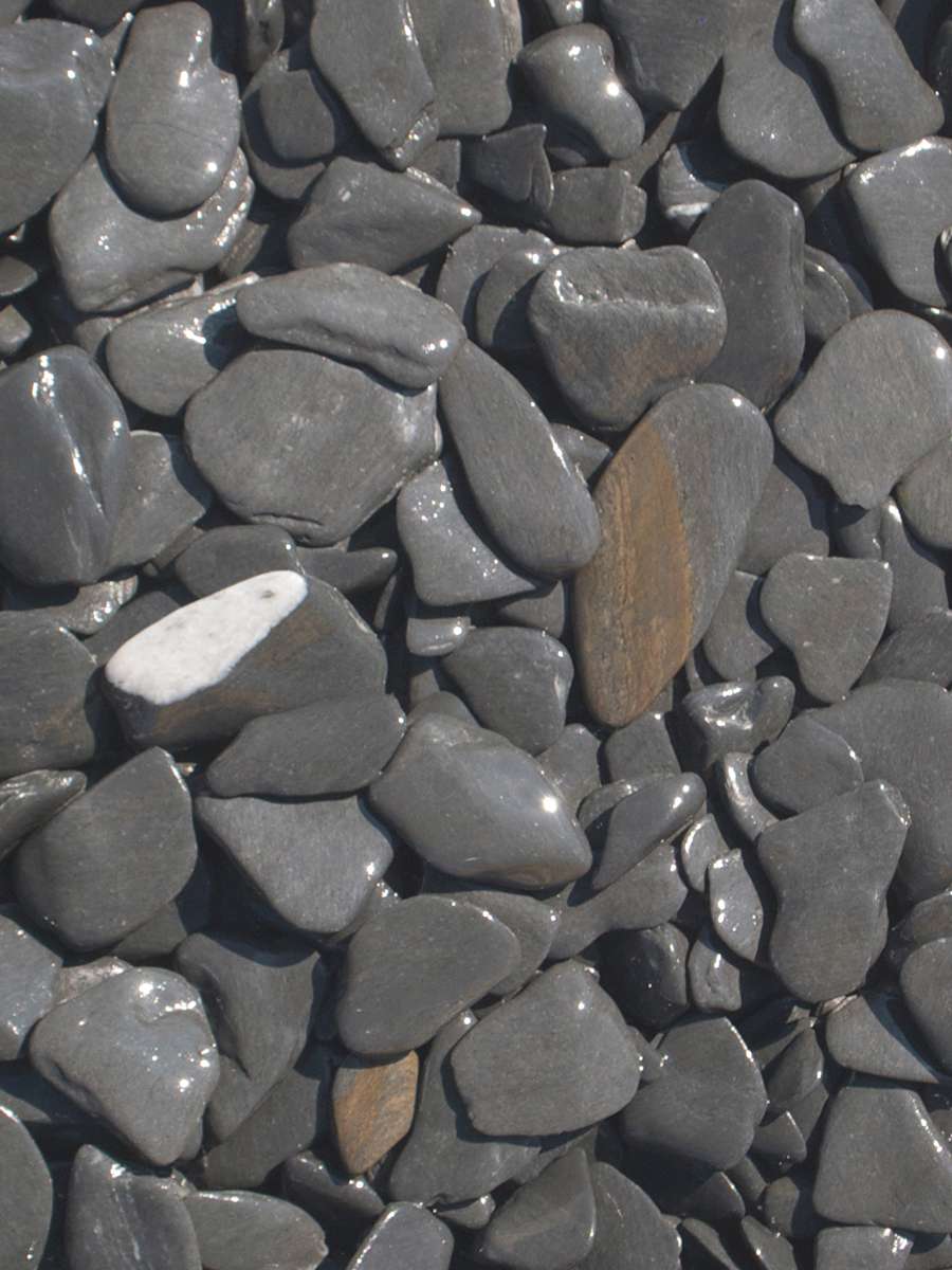 Flat Pebbles Schwarz 15-30mm naß