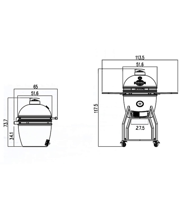 Yakiniku Kamado Medium Compleet, model 2021, afmetingen