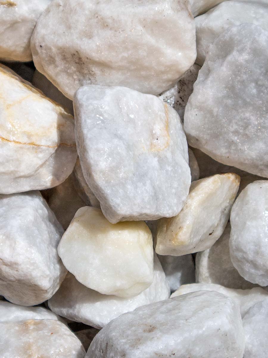 Pierres à gabion Crystal White marbre 40 - 80mm (4 - 8cm) (humide)