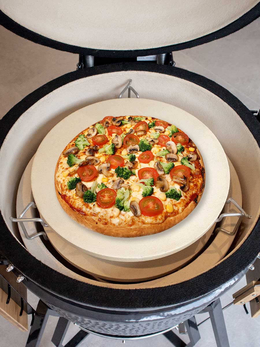 Combiset Large: déflecteur de chaleur avec support + extra pierre à pizza 