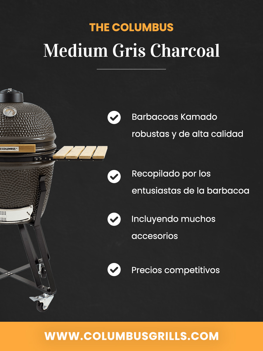 The Columbus Medium Kamado Gris Charcoal Completa