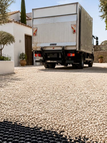 Geoceldas Eurogravel PRO negro instaladas