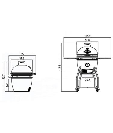 Yakiniku Kamado Medium Compleet, model 2021, afmetingen