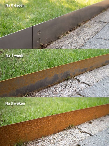 Bordures de jardin Multi-Edge METAL Acier Corten processus de corrosion