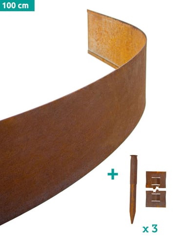 Multi-Edge ADVANCE Lawn Edging Corten Steel, including 2 coupling sets per piece