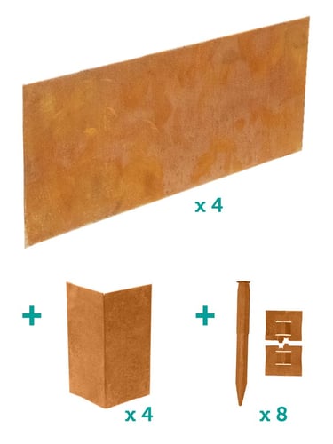 Multi-Edge ADVANCE Acier Corten Jardinière 60x60x20cm Contenu du paquet