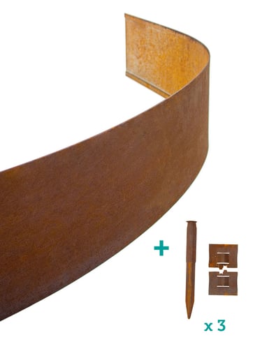 Bordures de jardin Multi-Edge ADVANCE Acier Corten 2m, avec 3 eux de couplage chacun