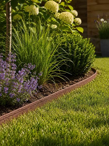 Bordure de jardin/Rouleau de bordure Multi-Edge ECO longueur 10m, 14cm de hauteur, couleur corten - brun, jardin aménagé