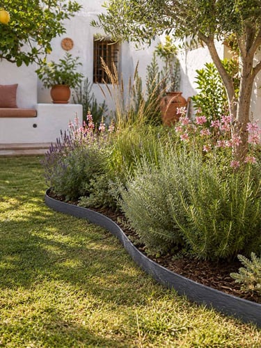 Bordure de jardin/Rouleau de bordure Multi-Edge ECO longueur 10m, 14cm de hauteur, couleur gris, jardin aménagé