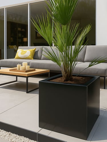 Multi-Edge FLORA Planter Black 40x40x40cm landscaped
