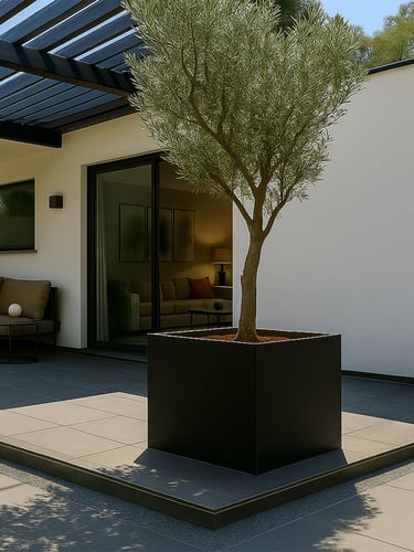 Multi-Edge FLORA Planter Black 60x60x40cm landscaped
