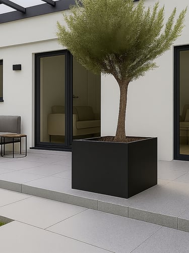 Multi-Edge FLORA Planter Black 60x60x40cm landscaped