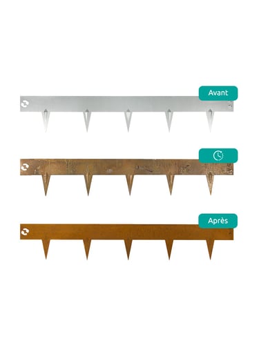 Bordures de jardin Multi-Edge METAL Acier Corten processus de corrosion