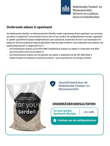 Speelzand 0 - 2mm certificering