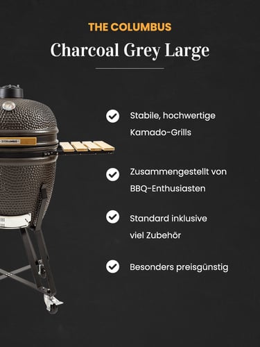 The Columbus Kamado Grill Large Charcoal Grey