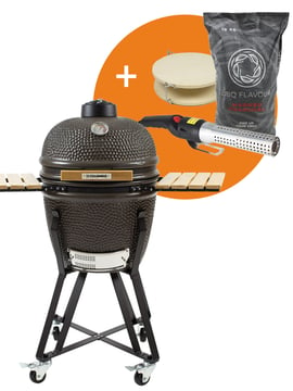 The Columbus Medium Charcoal Grey Compleet Kamado incl. startersset