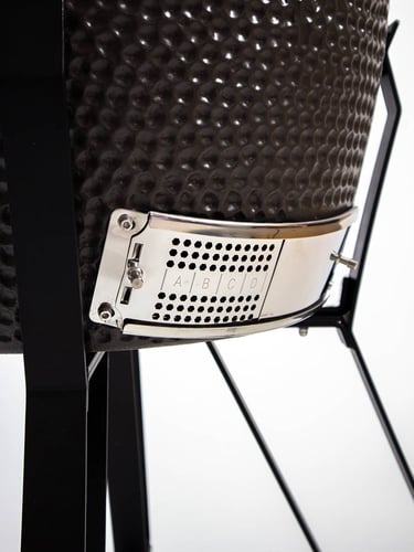 O Columbus Large Kamado Cinza Charcoal Completo, com grelha de ventilação