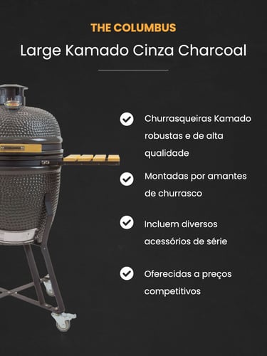 The Columbus Large Kamado Cinza Charcoal Completo