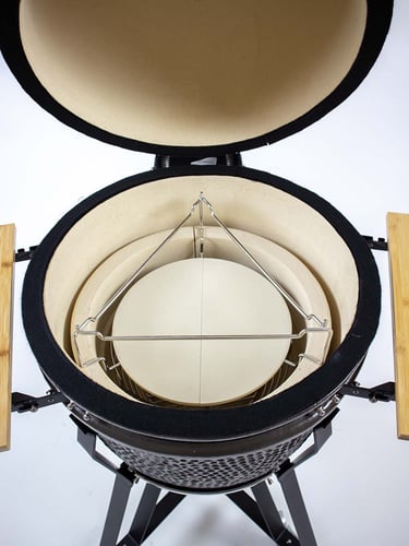 The Columbus Medium Kamado Gris Charcoal Completa, deflector