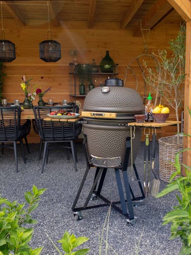 The Columbus Medium Kamado Gris Charcoal Completa