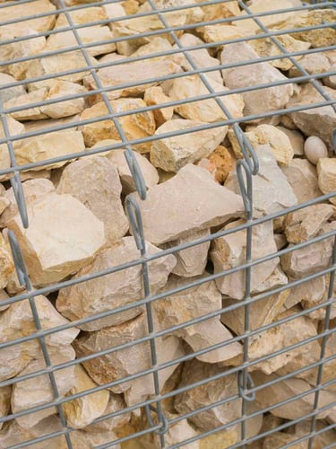 Pierres calcaires à gabion jaune Yellow Sun jardin paysagé