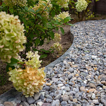 Jardín de bajo mantenimiento con bordura Jardín de bajo mantenimiento con bordura
