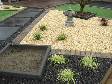 Jardín con senderos de gravilla Jardín con senderos de gravilla
