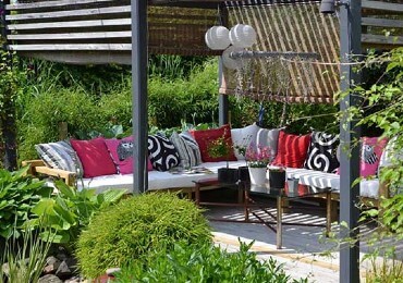 Loungebank met kussens Loungebank met kussens